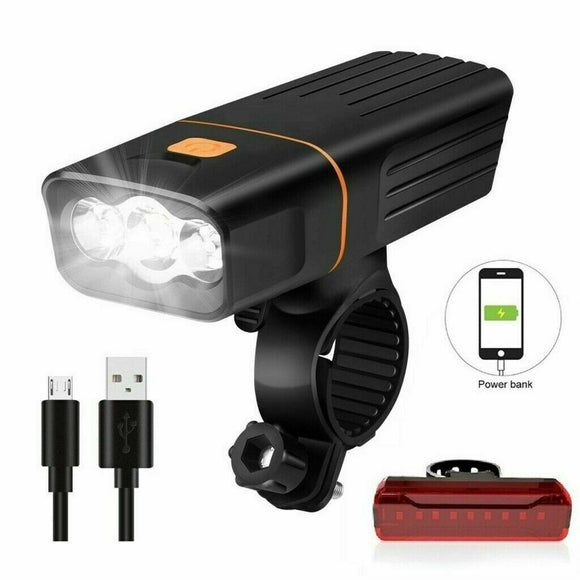 SOCOOL Bike Light Set USB Rechargeable 2400mAh Bike Headlight & Taillight with Digital Display, LED Super Bright 2400 Lumen 3+5 Lights Modes for All Bicycles, Road, Mountain - IPX5 Waterproof