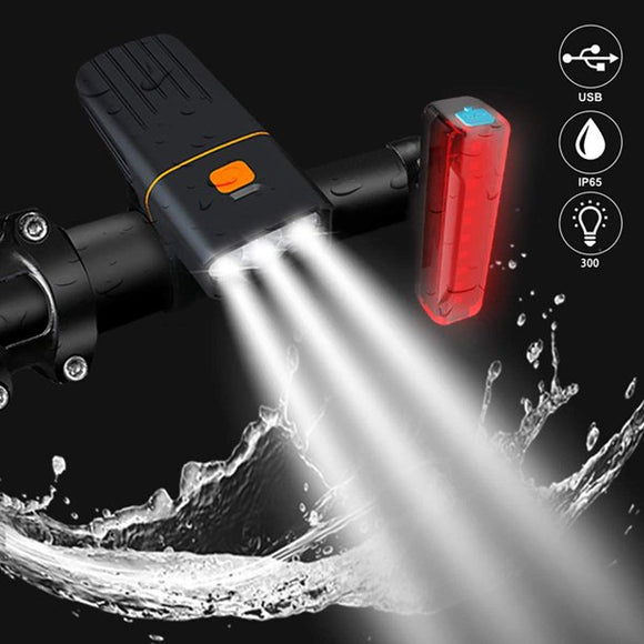 SOCOOL USB Rechargeable Bike Light 3 LED Super Bright 1200LM Bicycle Lights Headlight Front Light IPX5 Waterproof with Free Taillight 3-Switch Modes Cycling Flashlight, Night Riding Hiking Camp