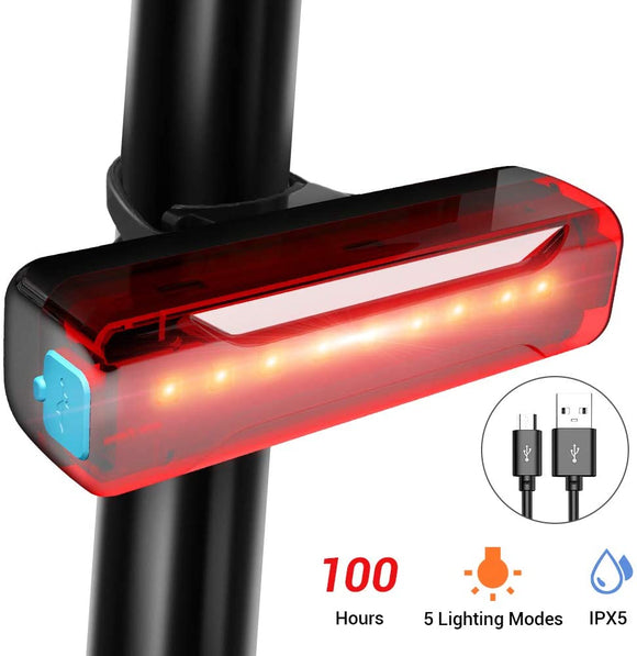 Rear Light Super Bright LED Bike Tail Light USB Rechargeable, Water Resistant IPX5, Cycling Safety Back Taillight Accessories