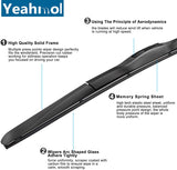 Yeahmol  Hybrid wiper blade U Hook  Drive and Passenger Side Wiper (set of 2)