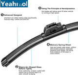 Yeahmol Windshield Wiper Blades fit for GMC Canyon 2015 22" + 18"  Wiper Blade (SET of 2)