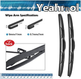 Yeahmol  Hybrid wiper blade U Hook  Drive and Passenger Side Wiper (set of 2)