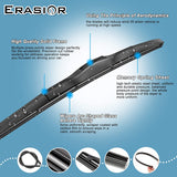 Erasior Hybrid wiper blade U Hook  Drive and Passenger Side Wiper (set of 2)